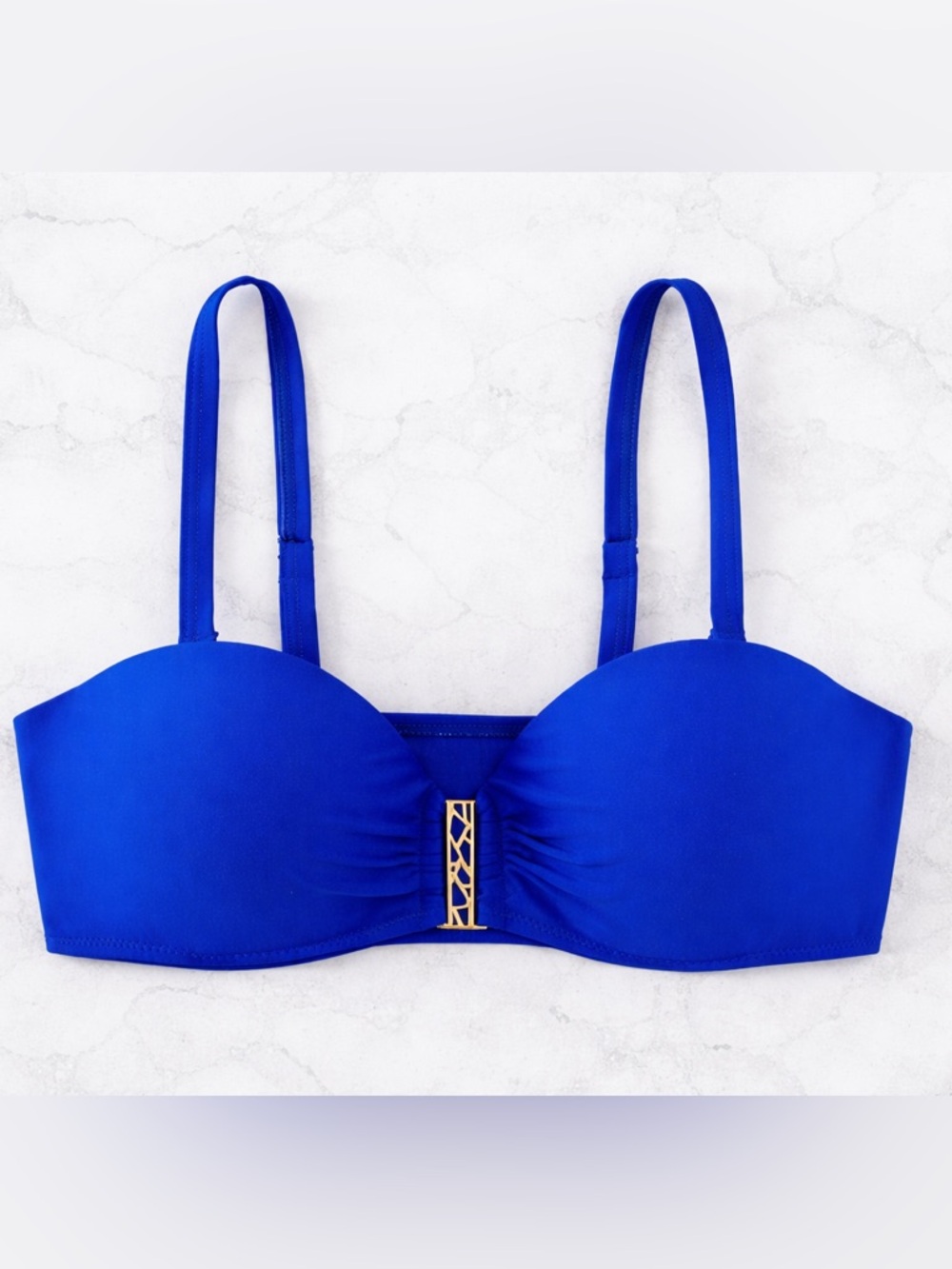 Royal Blue Strappy Bikini Top with Gold Accent. TOP ONLY. BOTTOM ALSO AVAILABLE